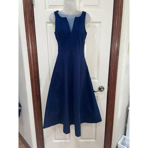 NWT Aqua Navy Blue Sleeveless Midi Fit & Flare Dress Size S - Picture 2 of 10